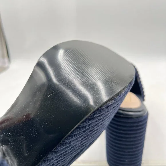 Pazzion Dark Blue Platform Rounded Toe Mules Clogs Slip On Chunky Heel Shoe - Picture 6 of 8